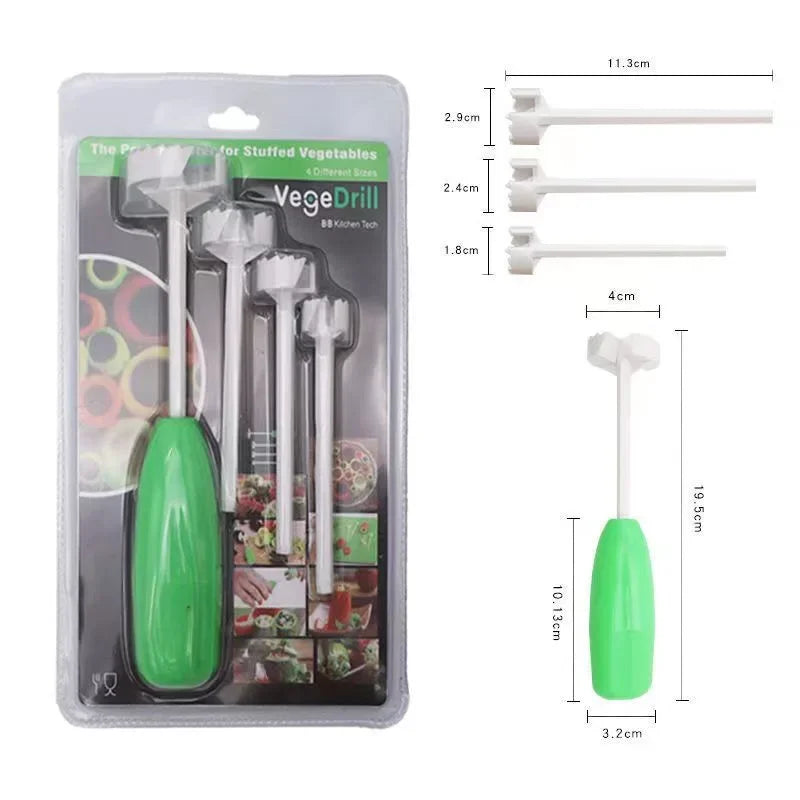 Multifunktionales 4-teiliges Gemüse-Corer-Set für Zucchini - Auberginen