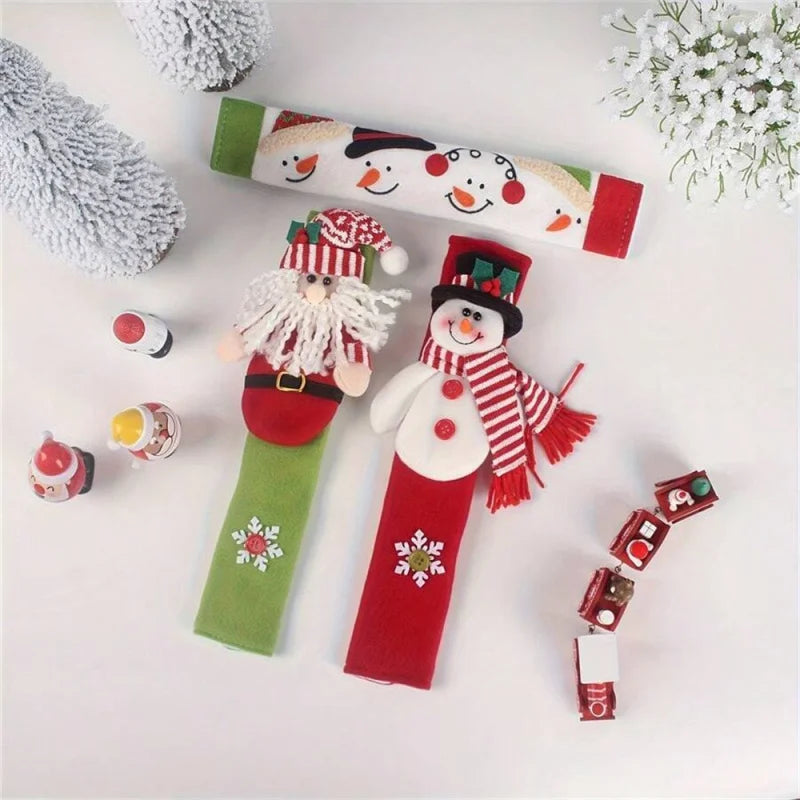3-teiliges Weihnachtsset Mikrowellenhandschuhe mit Santa Claus und Schneemann Design