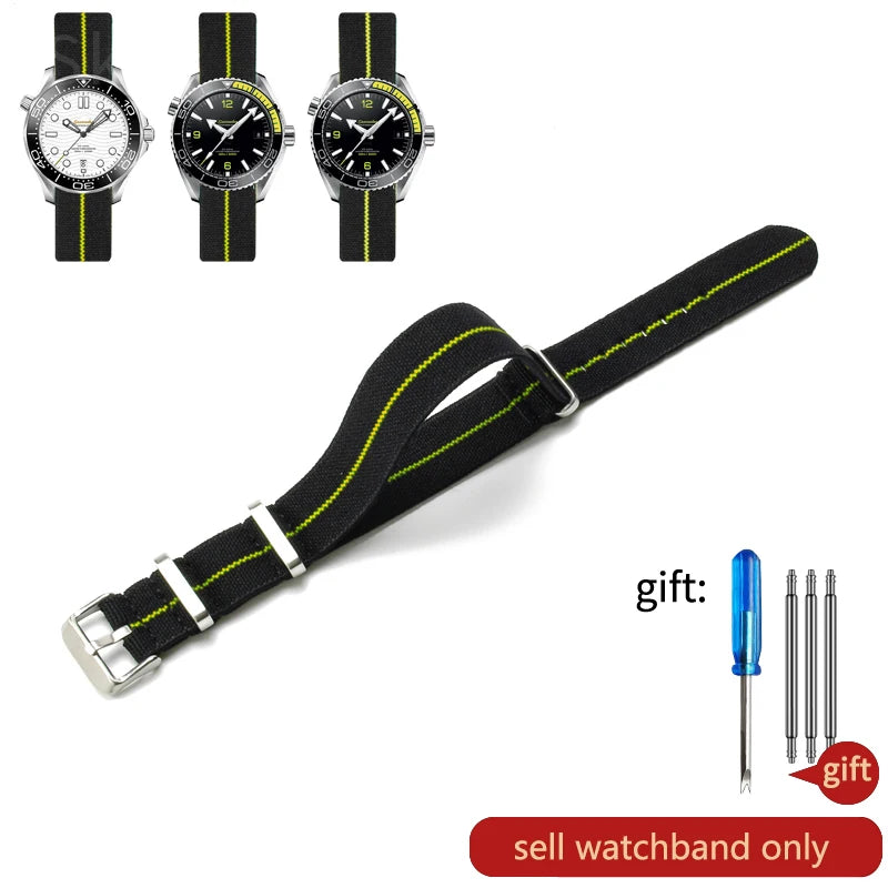 Retro Fallschirm Nylon Uhrenarmband in 18, 20 und 22 mm High Density