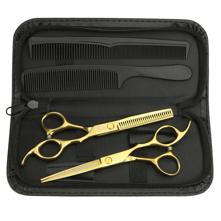 Professionelle Haarschneideschere aus Edelstahl mit schwarzer Goldbeschichtung für präzises Schneiden