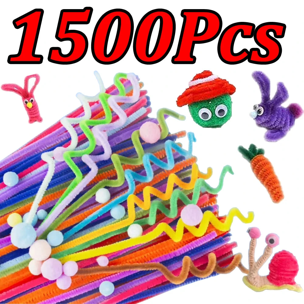 100-1500 bunte Plüsch-Drahtstangen für DIY Basteln und Dekoration