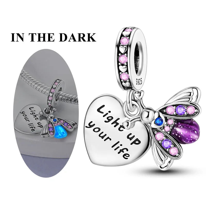 Romantische rosa 925 Silber Charms mit Zirkon – Herz - Parfüm Flasche Set