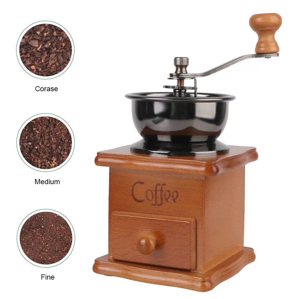 Holz Mini Retro Stil manuelle Kaffeemühle mit Edelstahlgriff und Keramikmahlwerk