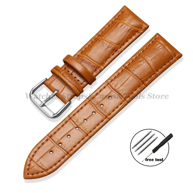 Kalbsleder Uhrenarmband Slub Muster 12-24mm Smartwatch Classic