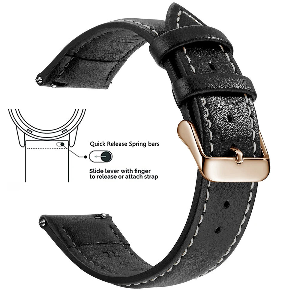 Echtleder Uhrenarmband Schnellverschluss 18/20/22mm für viele Smartwatches