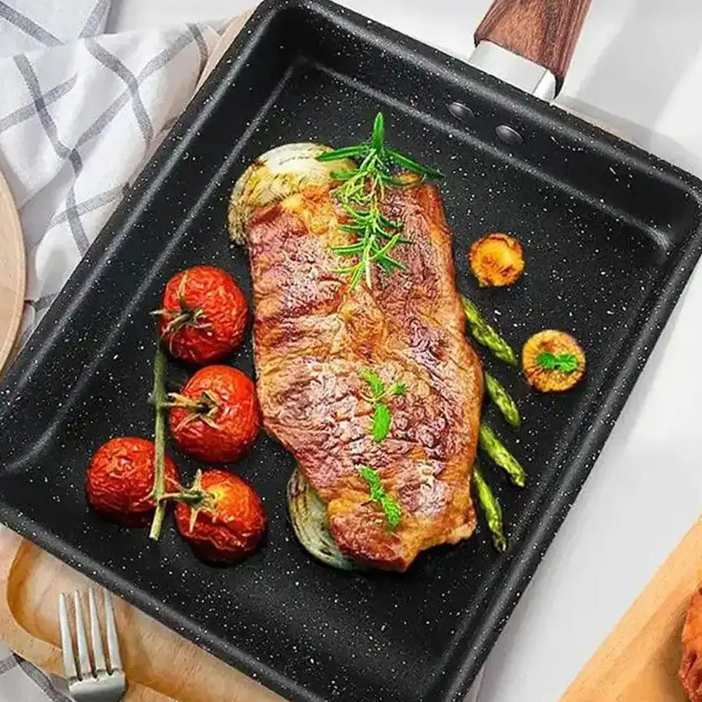 Mini Antihaft-Pfanne aus Edelstahl mit Holzgriff, ideal für Eier - Omeletts