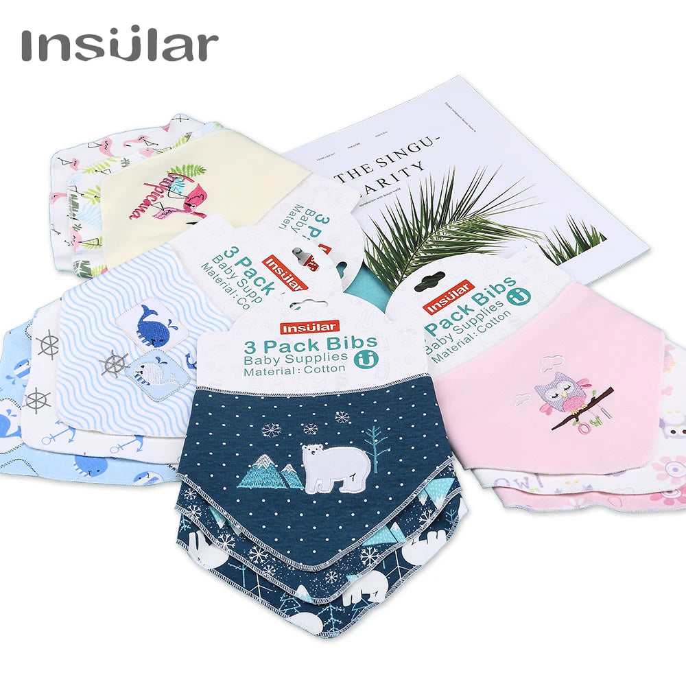 Sanfte Babypflege garantiert: 3er Set Baumwoll Bandana Lätzchen mit Tierprint