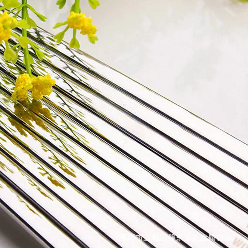 5 Paar Edelstahl Essstäbchen flach Küchenzubehör für Sushi und Asian Food