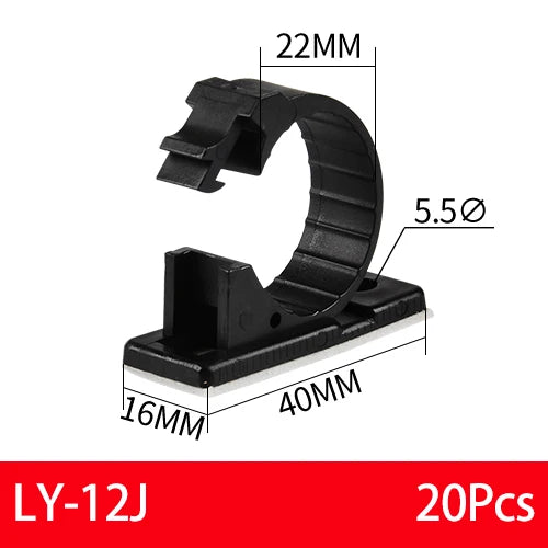 20x Selbstklebende Kabel Organizer Clips für Desktop Management - Schwarz