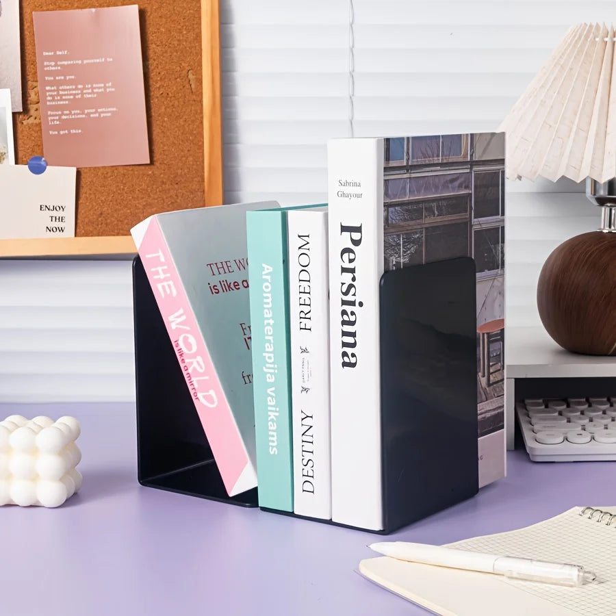 Set 2 große L-förmige Buchstützen für minimalistisches Bücherregal