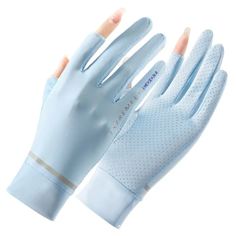 Sommerliche Eis-Seide Handschuhe mit Sonnenschutz – dünn, kühl - touchscreenfähig