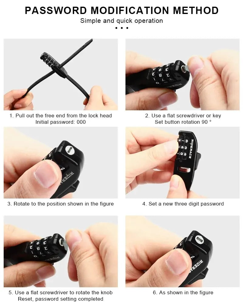 Flexibles 3-stelliges Stahl-Kabelschloss, 56 cm – sicherer Diebstahlschutz fürs Bike