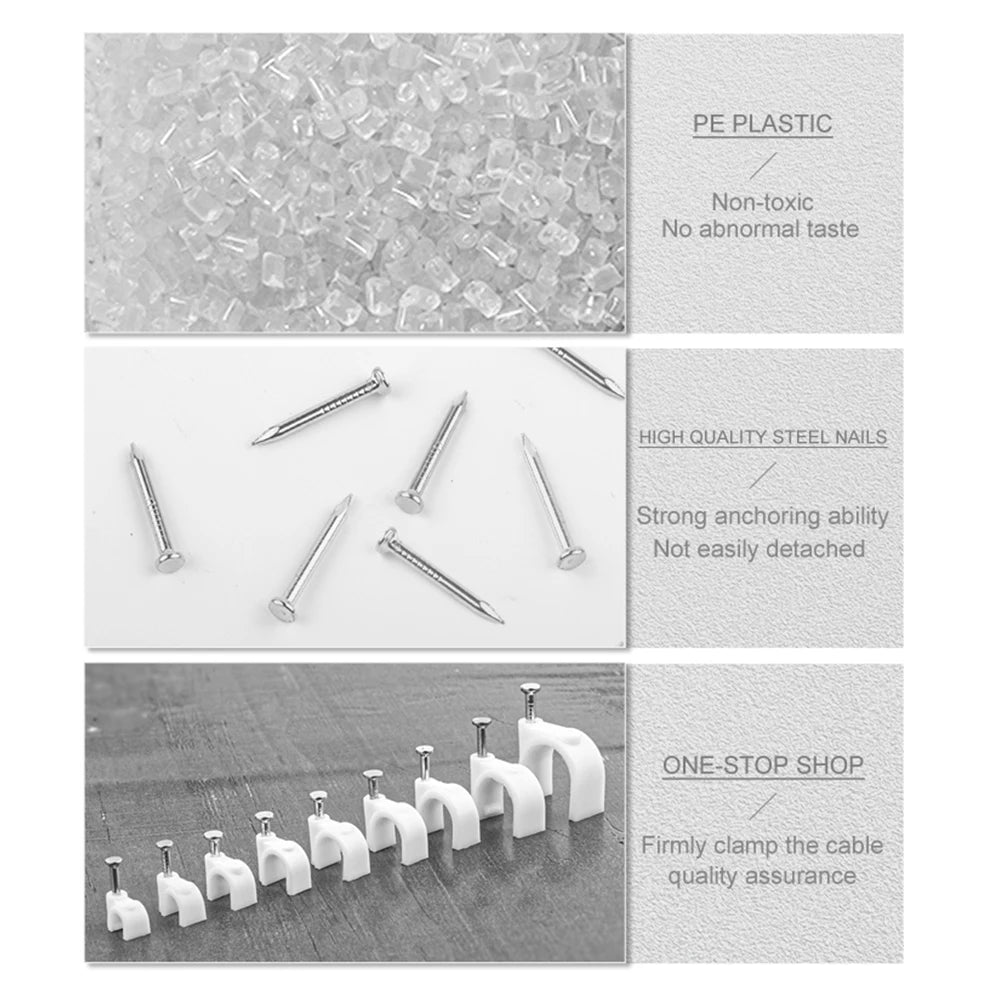 Perfekte Kabelorganisation: 100 weiße Kreis-Nagel Clips für 4-12mm Kabel