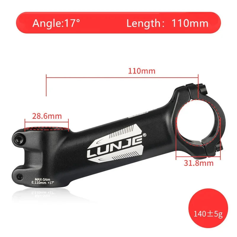 Ultraleichter Fahrradvorbau 17 Grad Aluminiumlegierung 31,8 mm MTB Rennrad