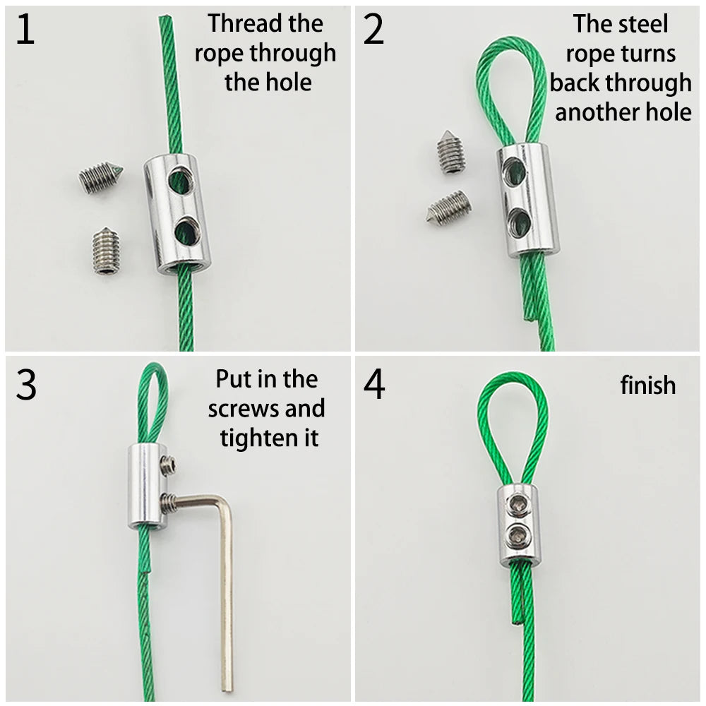 Verstellbares Drahtseil-Kabelbefestigungsset 2mm-3mm PVC Edelstahl