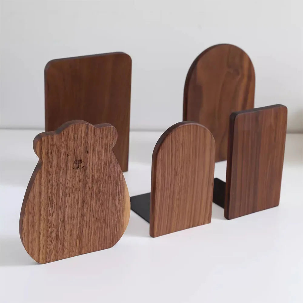 Natur Holz Buchstützen als Schreibtisch Organizer und Bücherhalter