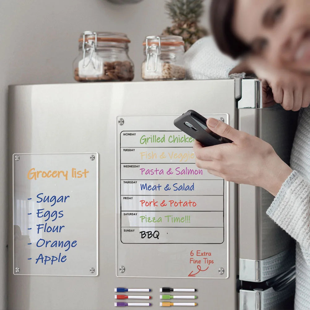 Klarer magnetischer Acryl-Kalender mit 6 Farben – flexibel - wiederverwendbar