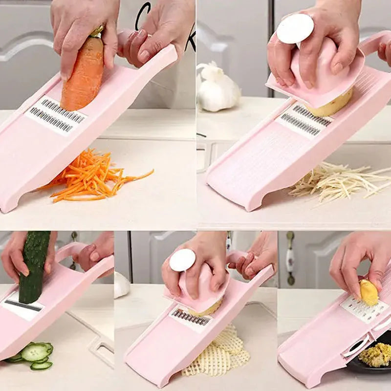 Multifunktionaler Gemüseschneider mit 5 Edelstahlklingen – Schnell - Ergonomisch