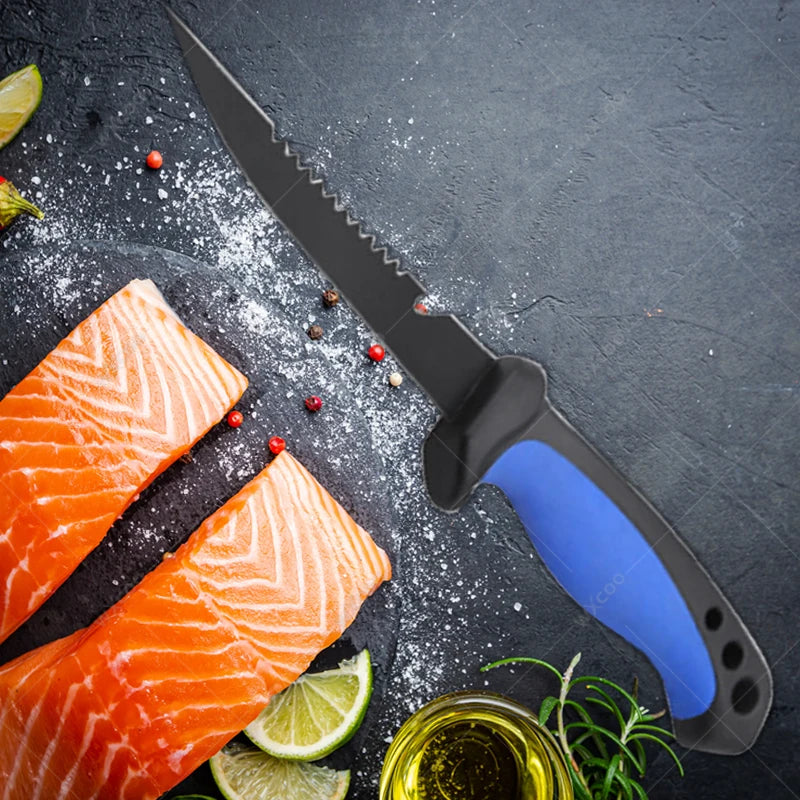 Multifunktionales Fischmesser mit scharfer Edelstahlklinge und Holzgriff für präzises Schneiden