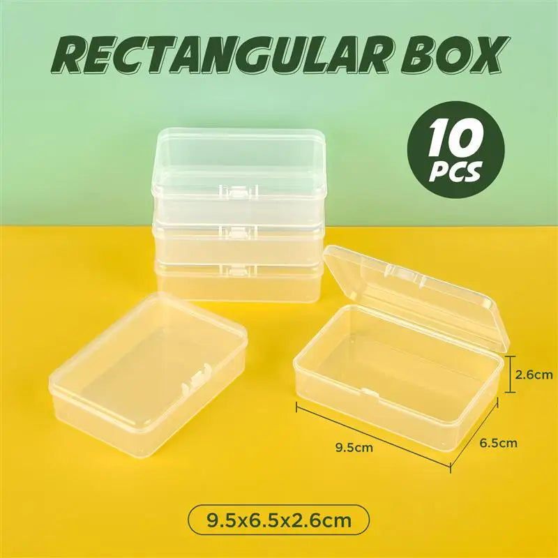 10x Rechteckige Kunststoffboxen transparent zur Schmuck und Kleinteil Lagerung