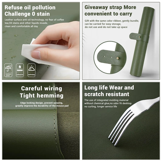 Mehrfarbiges Gaming Mauspad XXL – Wasserdichte Schreibtisch Unterlage Leder