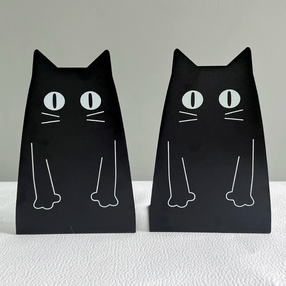 Schwarze Katzen-Buchstützen aus Metall für Schüler und Lehrer