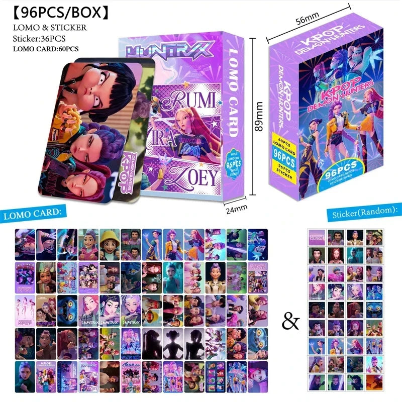 96-teiliges Anime Kpop Devil Hunter Karten Set mit Holographie