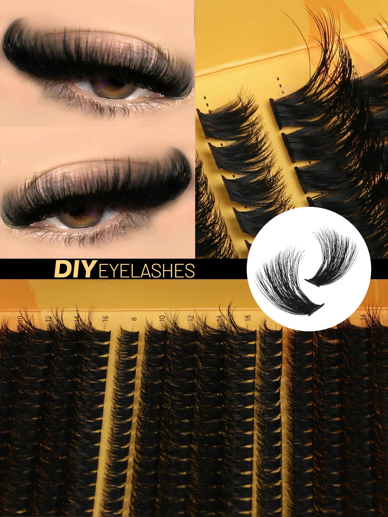 Natürlicher Glamour: Handgemachte C-Locken Cluster-Wimpern im Mix-Tablett
