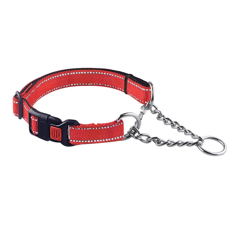 Edelstahl Hundehalsband mit reflektierendem Nylon für kleine bis große Hunde