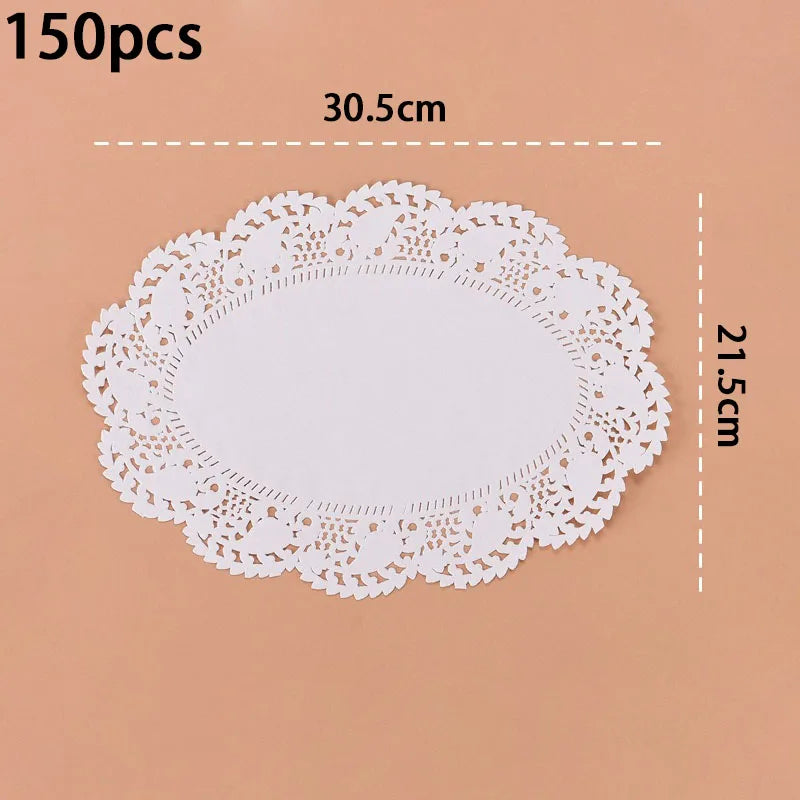 150 Runde Papier Spitzendeckchen Weiß Party Deko Tischsets Backzubehör