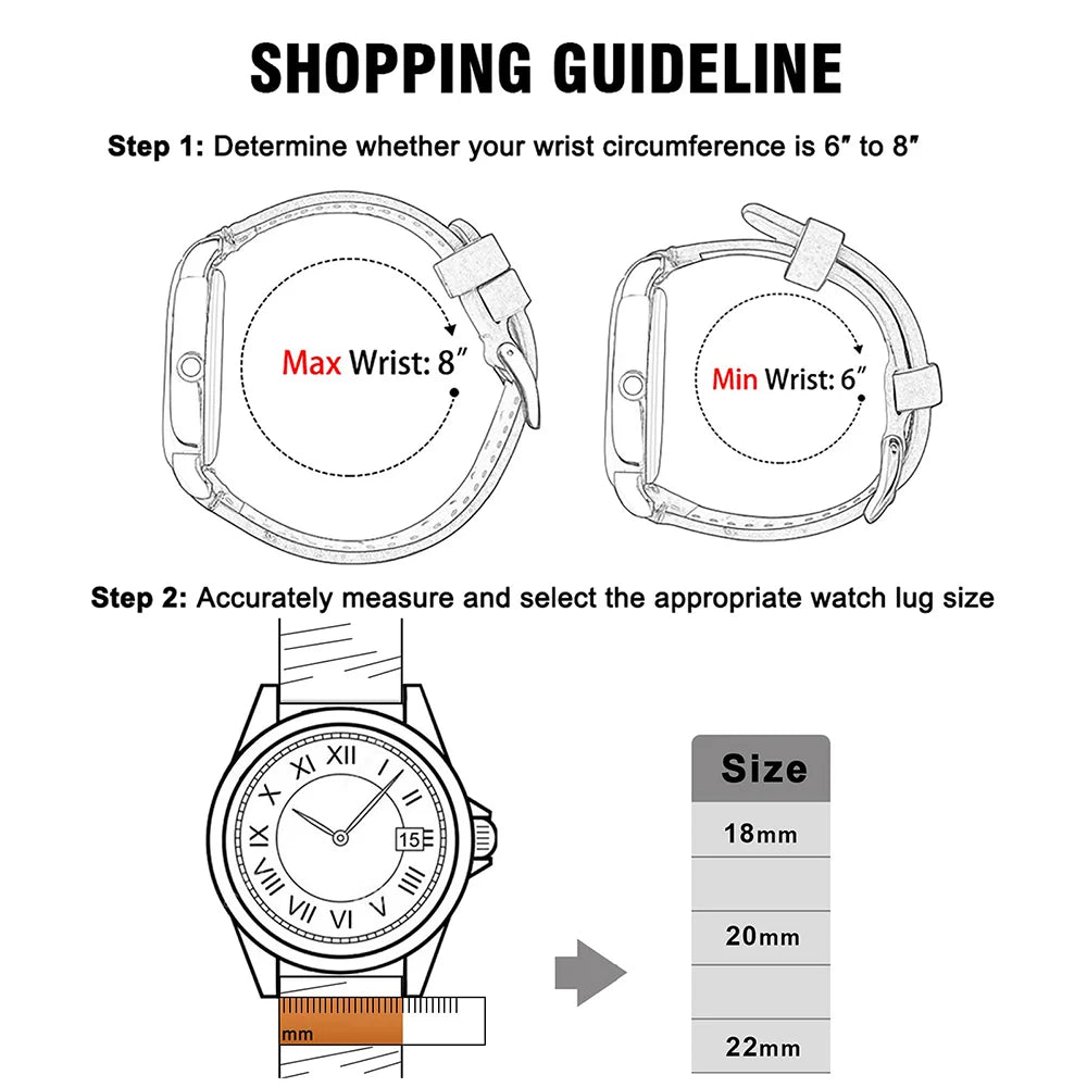 Echtleder Uhrenarmband Schnellverschluss 18/20/22mm für viele Smartwatches
