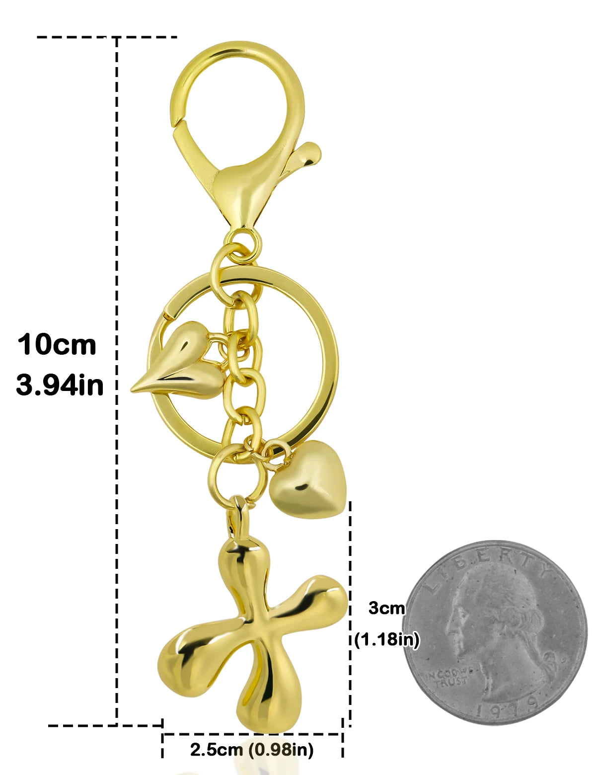 Personalisierter 18K Gold Schlüsselanhänger mit Herz – Blasenbuchstaben Damen