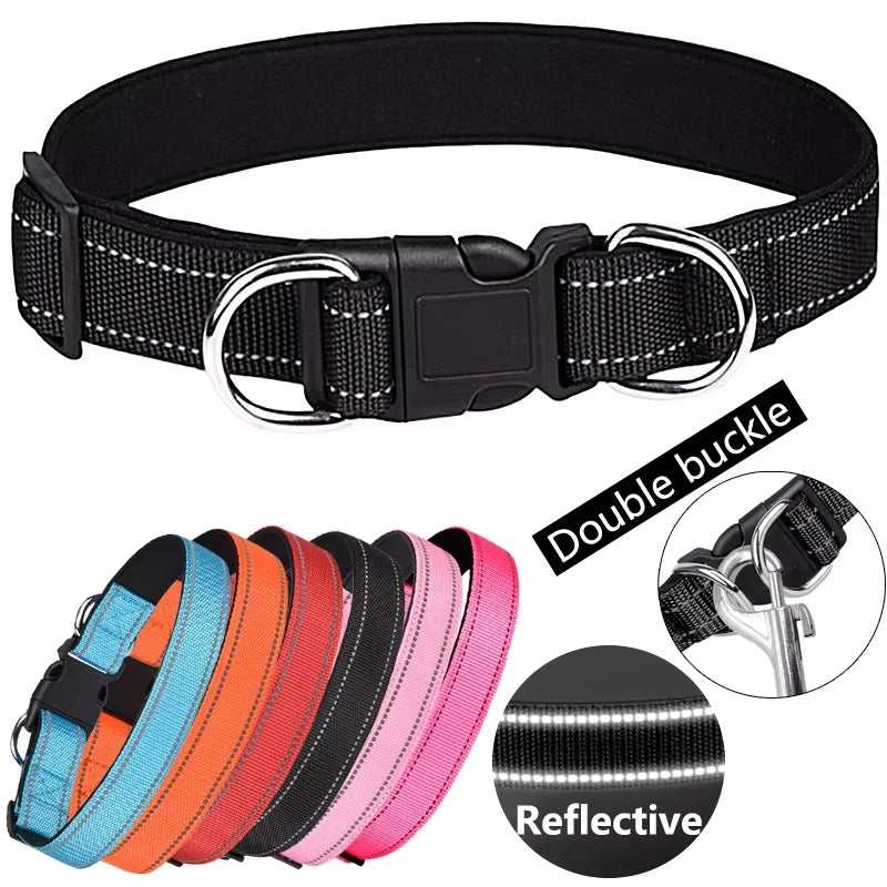 Reflektierendes Hundehalsband mit personalisierbarer ID-Schnalle, verstellbar