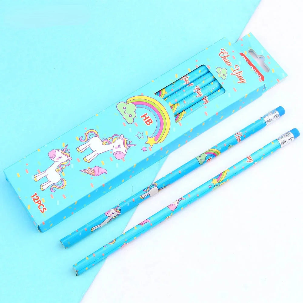 12-teiliges Einhorn Bleistift Set HB für Schule, Kids - Zeichnungen