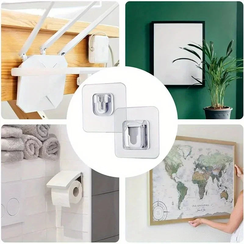 Transparente Klebehaken doppelseitig, vielseitig für Küche Bad Büro – 6x6cm