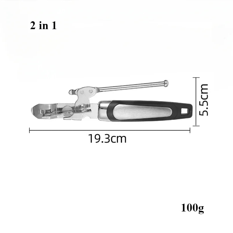 Multifunktionaler Edelstahl-Dosenöffner mit ergonomischem Griff und Flaschenöffner