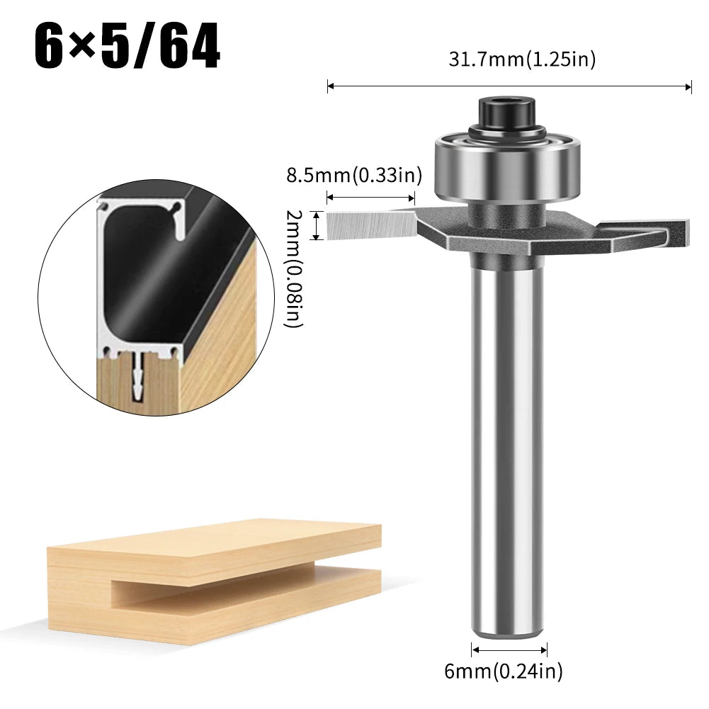 Doppel-rand T-förmiger Fräser mit 6mm und 12mm Schaft für Holzarbeiten