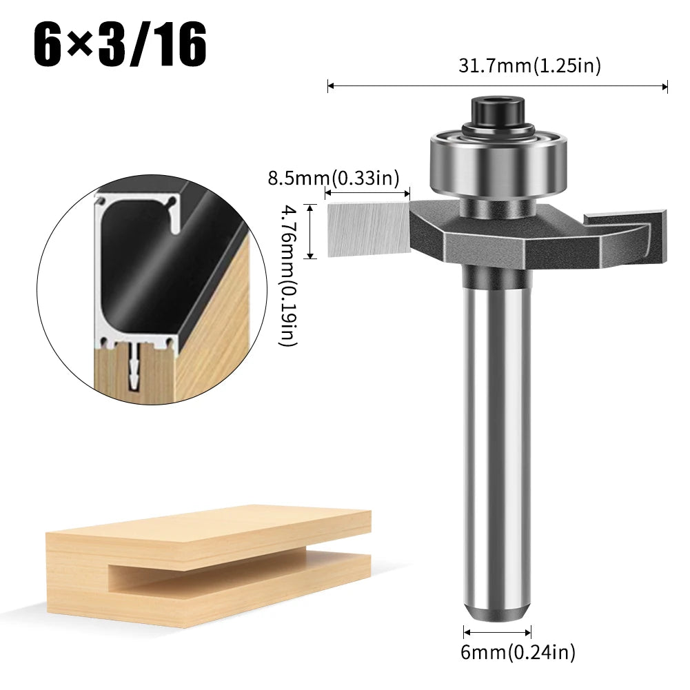 Doppel-rand T-förmiger Fräser mit 6mm und 12mm Schaft für Holzarbeiten