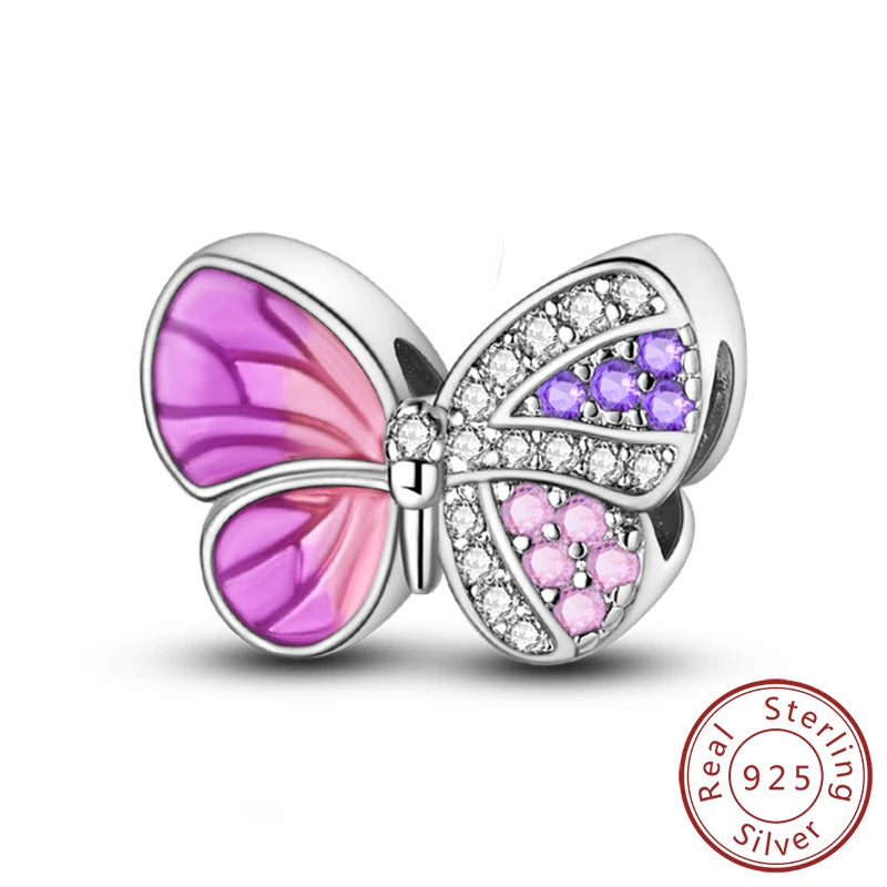 Funkelnder Schmetterlings-Charm aus 925 Sterlingsilber mit Zirkon – Elegant - Leicht