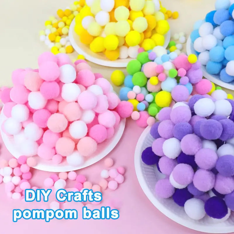 160 bunte Bastel-Pompons 8-30 mm – weicher DIY-Mix für kreative Projekte