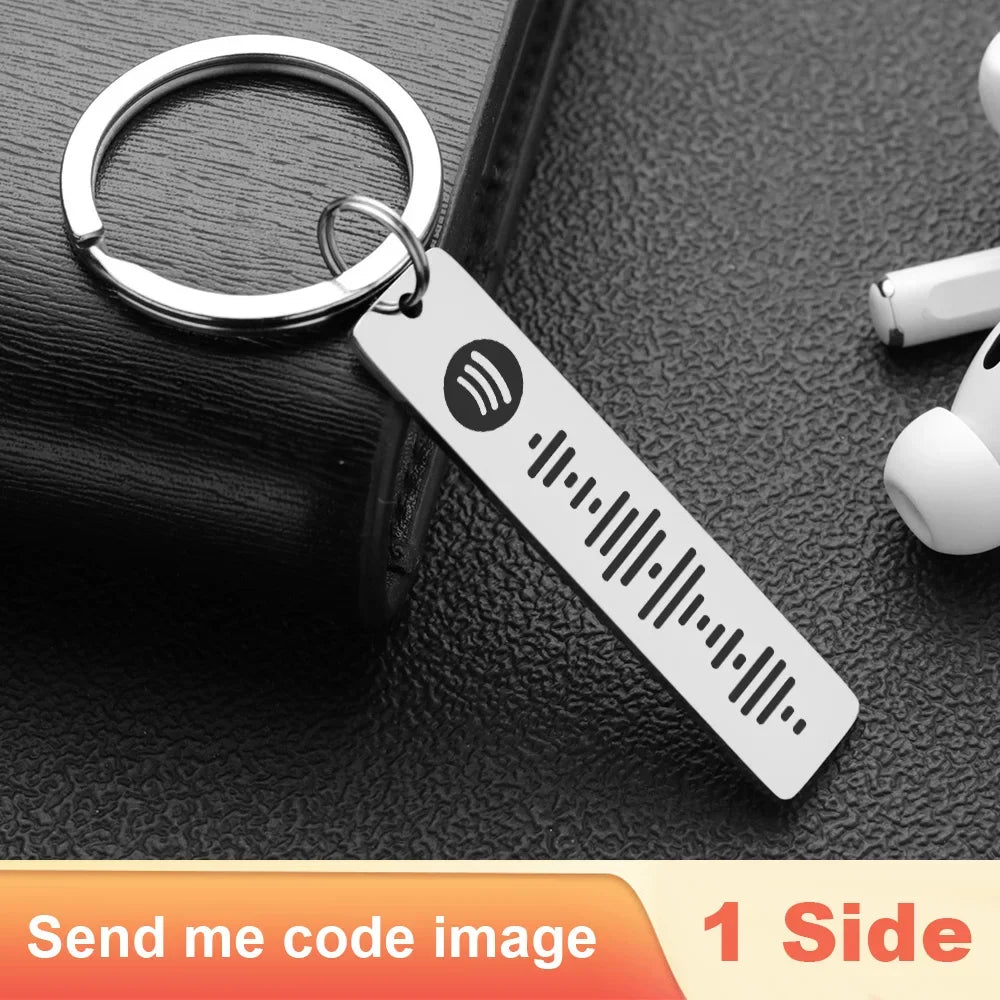Personalisierter Spotify-Code Schlüsselanhänger gravierbar silber