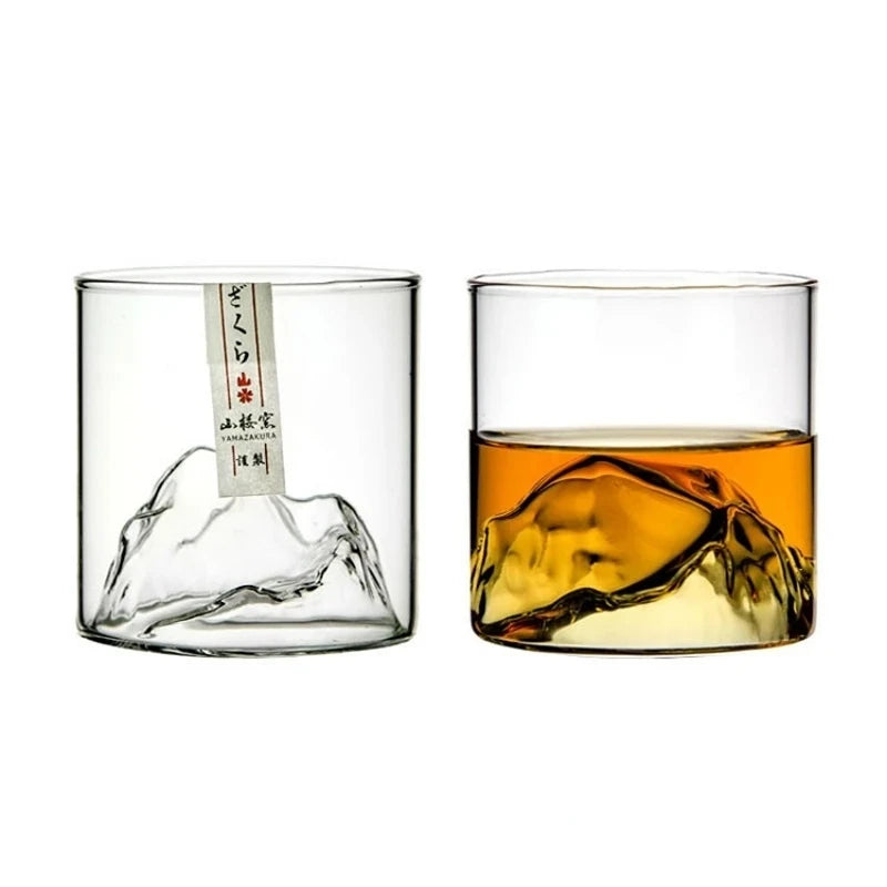 Japan 3D Mountain Whiskey Glas mit Geschenkbox, Old Fashioned Set