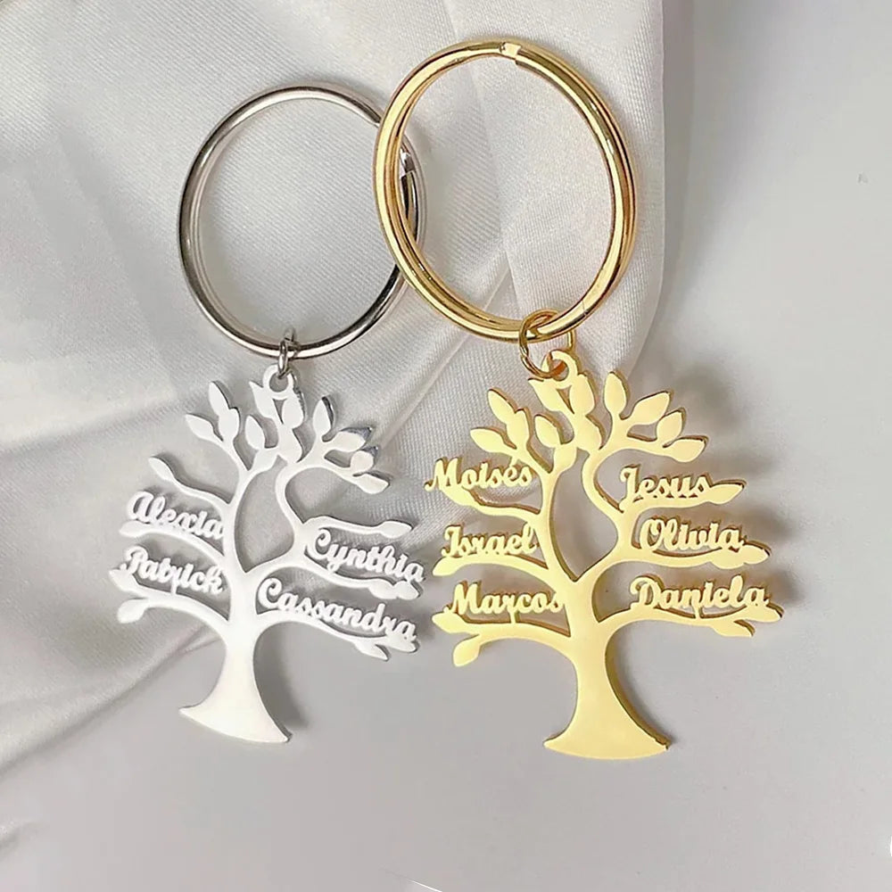 Personalisierter Baum des Lebens Schlüsselanhänger Edelstahl Frauen Geschenk