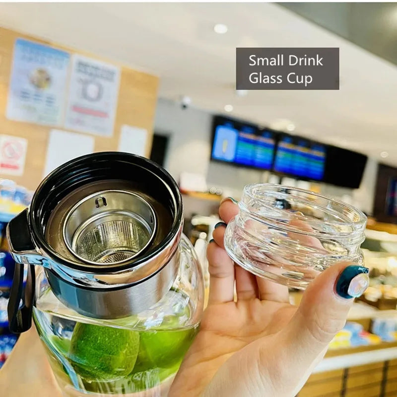 Nachhaltige 1L Glasflasche mit Teezufsatz & Stoffhülle – BPA-frei, robust