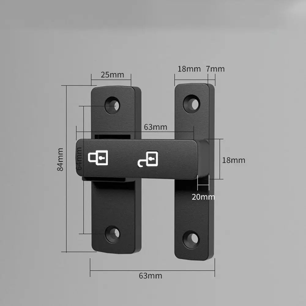 Lichtaktiver Tür-Riegel 90°/180° aus Zinklegierung, robust in Grau/Schwarz