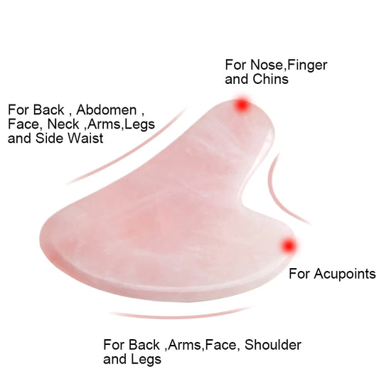 Jade Rosenquarz Gua Sha Platte für Gesichtsmassage Anti-Falten Hautpflege