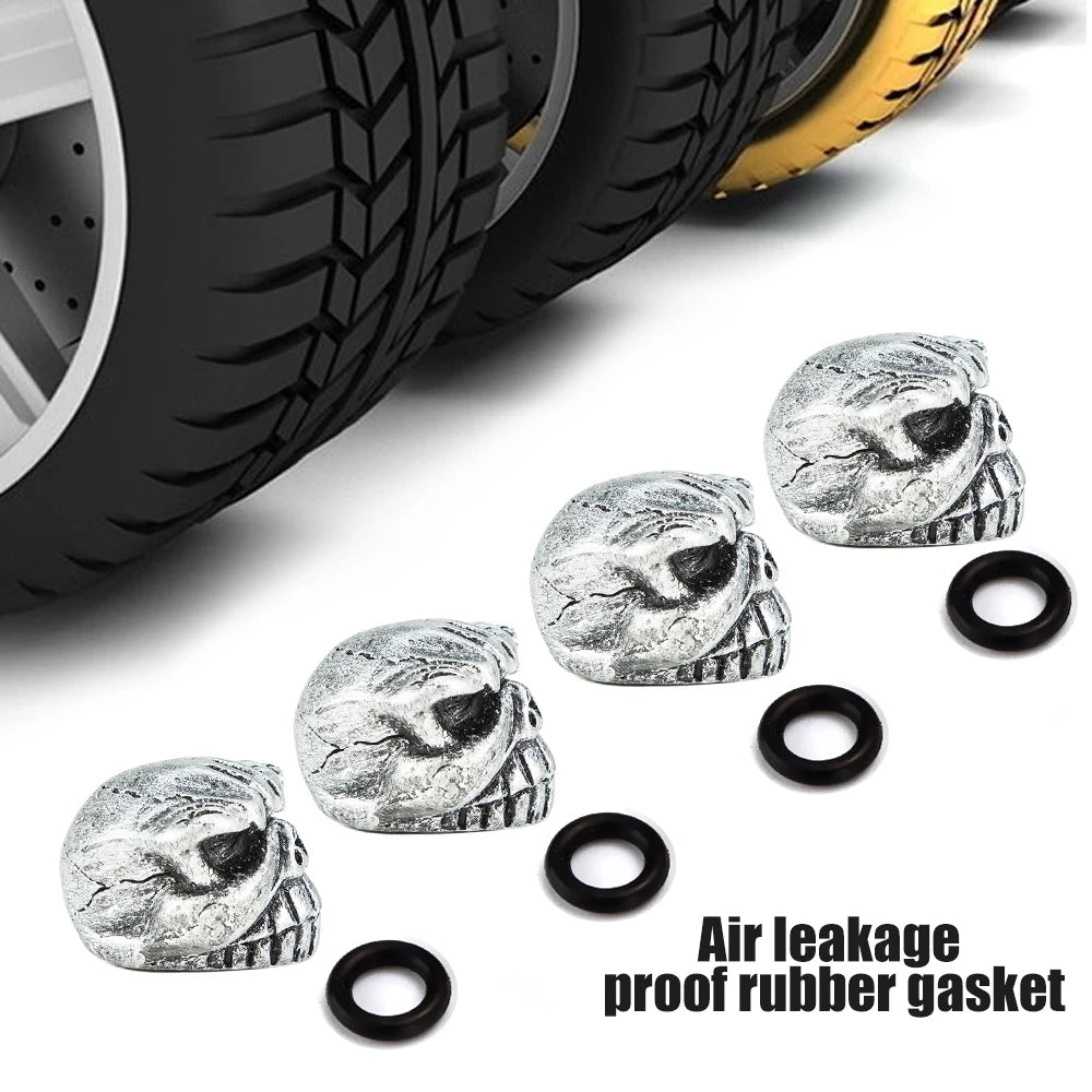 4er Set Totenkopf Ventilkappen Universal Staubdichte Reifenventilkappen