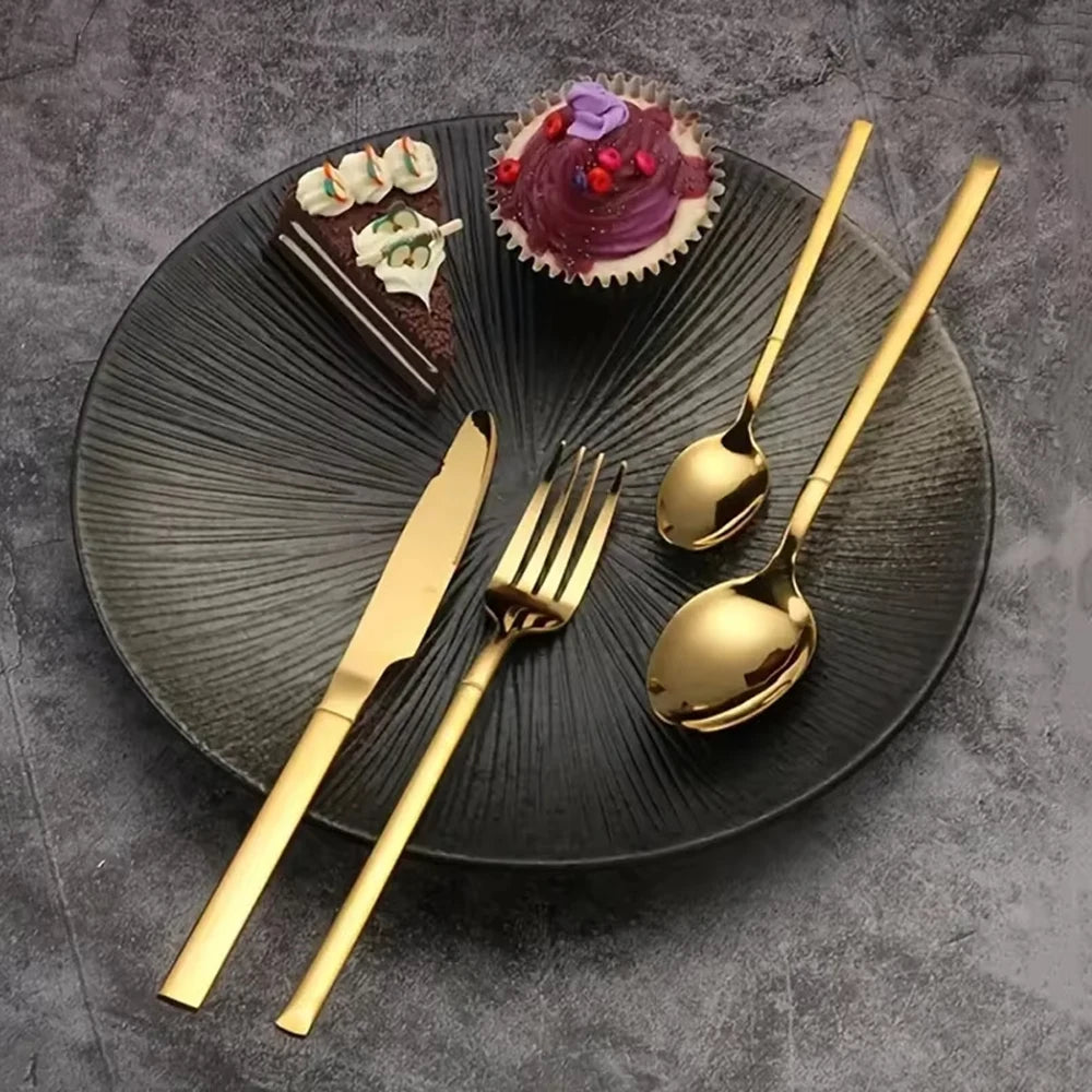 30-teiliges Gold Besteckset aus Edelstahl für 6 Personen – elegant - spülmaschinenfest