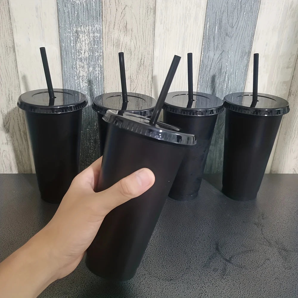 5er-Set 24oz BPA-freie Trinkbecher mit Deckel - Strohhalm – perfekt für Sommer