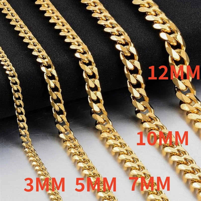 Edelstahl Cuban Link Kette Unisex 3-12mm Breite für Punk Goth Style Schmuck